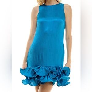 TAYLOR Women's Sleeveless Crew Neck Sheath Dress with Ruffled Hem NWT